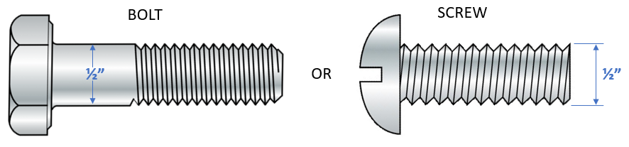 Diameter Example for Bolt and Screw