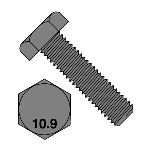 DIN 933 - Hex Cap Bolt - Class 10.9 - Plain Finish