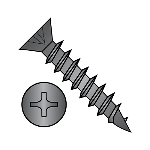 Flat Phillips - Deep Thread Wood Screws - Black Oxide - Fully Threaded