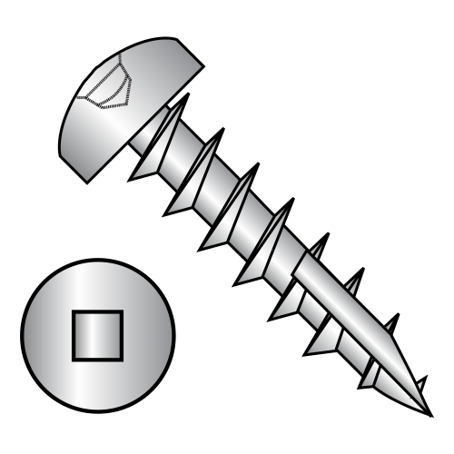 Pan - Square Recess - Deep Thread Wood Screws - #17 Point - Zinc