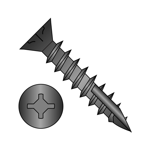 Square Phillips (Combo) - Flat With Nibs - Deep Thread Wood Screws - #17 Point - Black Oxide