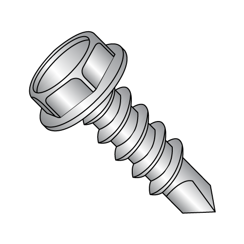 Hex Washer - Unslotted - Self Drilling Screws - 18-8 Stainless