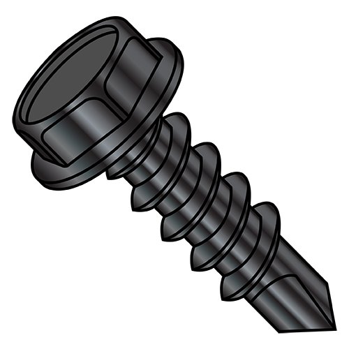 Unslotted - Hex Washer - Self Drilling Screws - Black Zinc - 1,000 Hour Salt Spray Rated