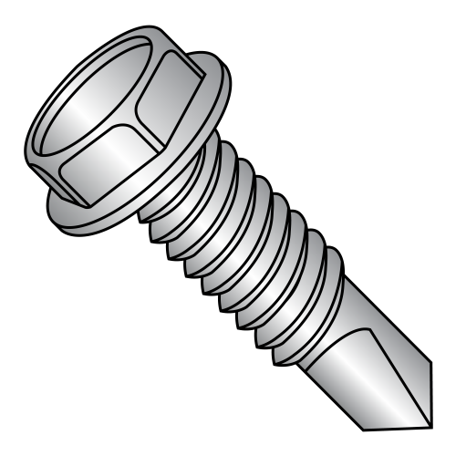 Hex Washer - Unslotted - Self Drilling Screws - Machine Screw Thread - 18-8 Stainless