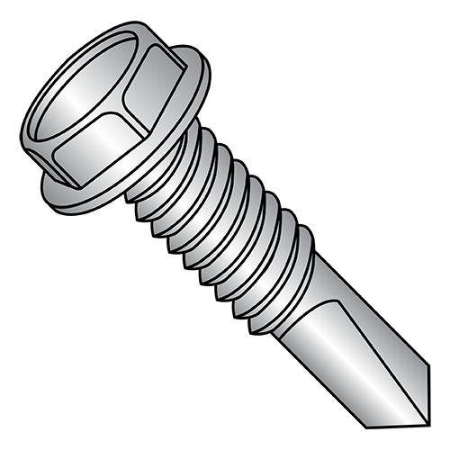 Unslotted - Hex Washer - Self Drilling Screws - #4 Pt. - Silver Ruspert