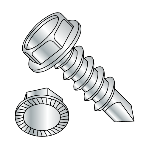 Serrated Hex Washers - Unslotted - Self Drilling Screws - Zinc