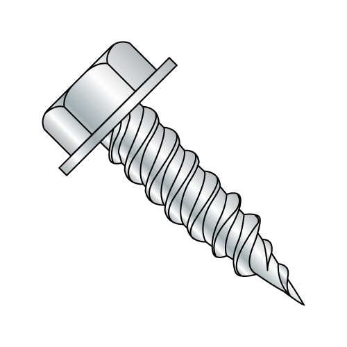 Unslotted - Hex Washer - Self Piercing Screws - Zinc