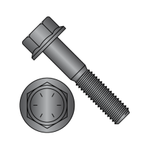 7/16-14X1 1/4 Grade 8 Alloy - Frame Bolts - Indented Hex Flange - Black Phosphate & Oil