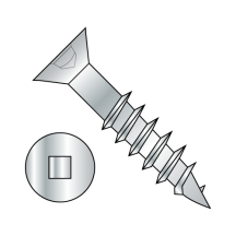 8X1 1/2 Flat - Square Recess - Deep Thread Wood Screws - Partial Thread - Zinc