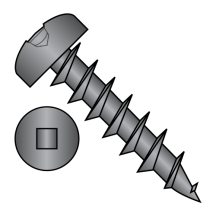 6-13X3/8 Square Recess - Pan Head - Deep Thread Wood Screws - Black Oxide