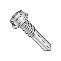 1/4-20X1 1/4 #5 Point - Hex Washer - Unslotted - Self Drilling Screws - Machine Threads - Zinc